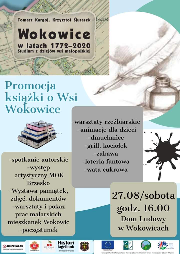 Plakat promujący promocję książki o wsi Wokowice